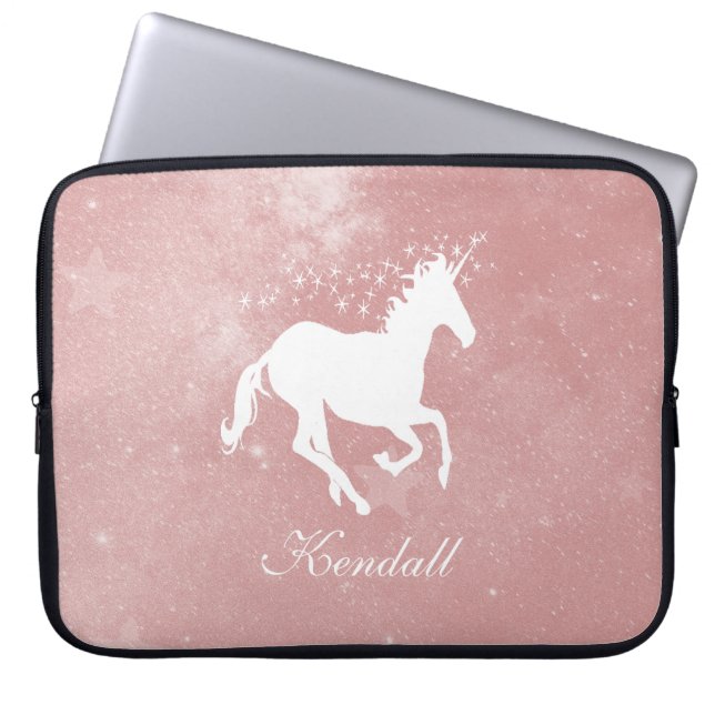 Pink Unicorn Personalized Laptop Sleeve (Front)