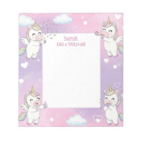 Pink Unicorn Personalized Mitzvah Notes Notepad
