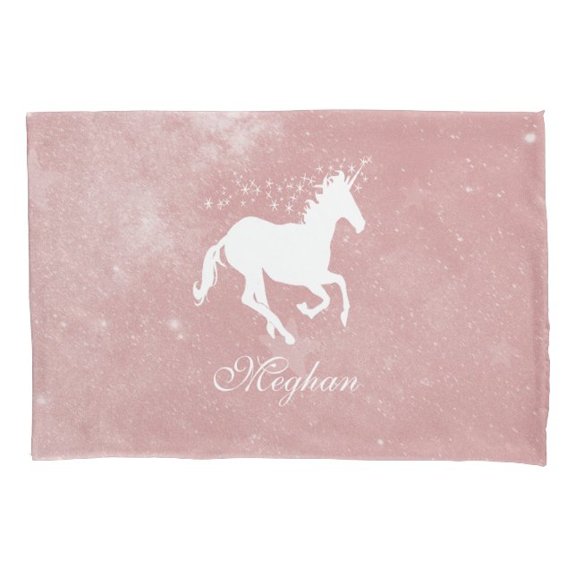 Pink Unicorn Personalized Pillowcase (Front)