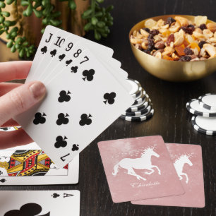 Pink Unicorn Personalized Playing Cards