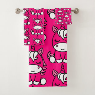 Pink Unicorn Pony Bath Towel Set