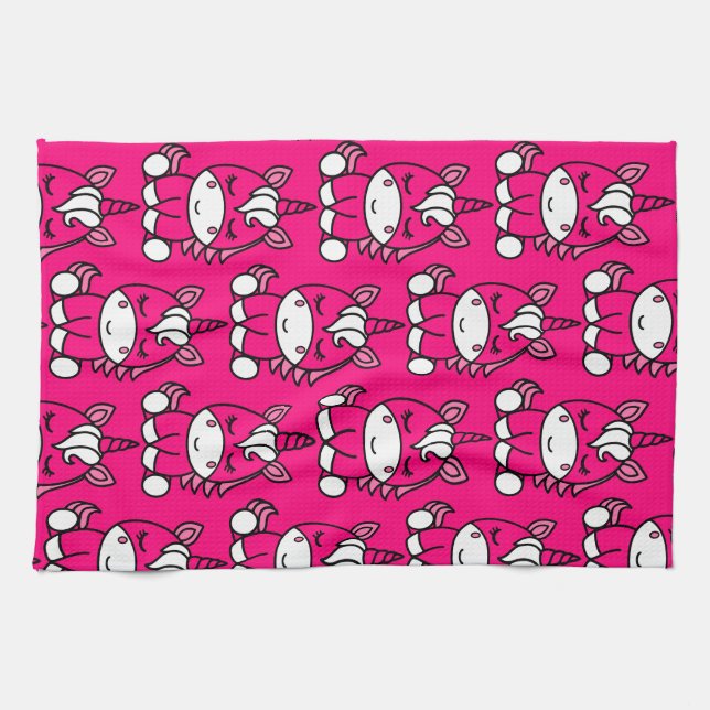 Pink Unicorn Pony Kitchen Towel (Horizontal)