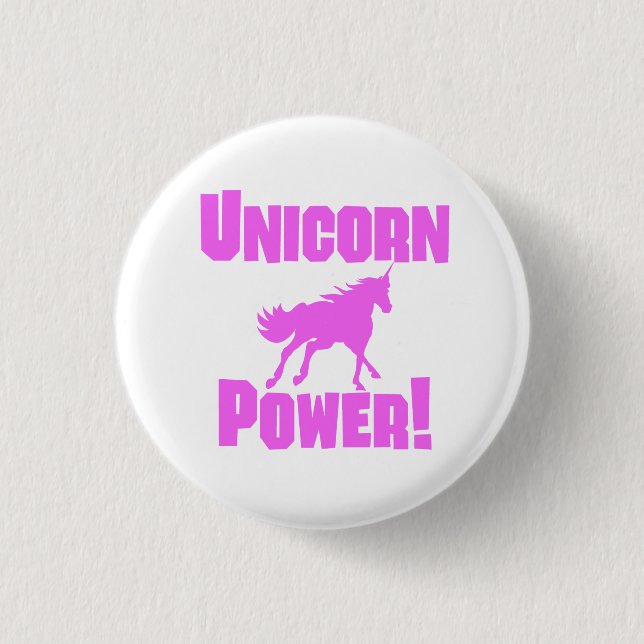 Pink Unicorn Power 1 Inch Round Button (Front)