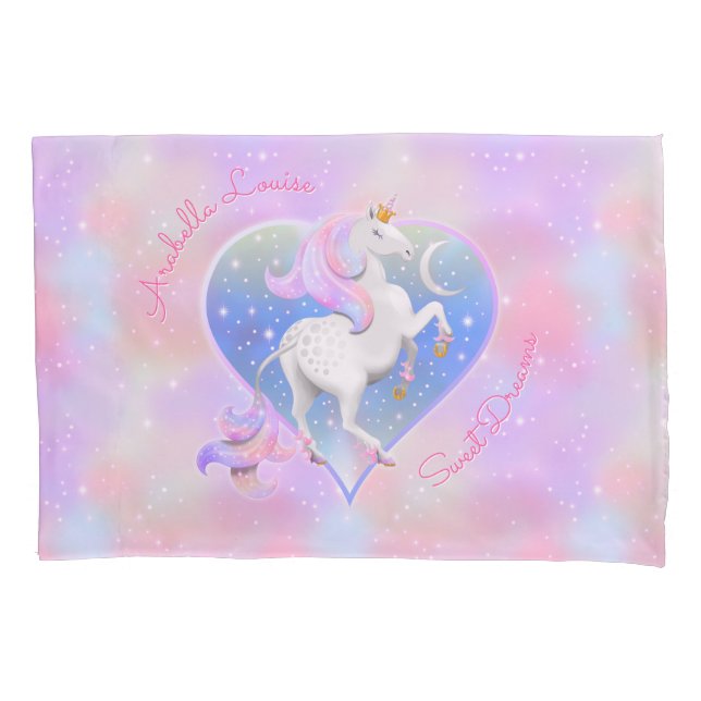 Pink Unicorn Princess Sweet Dreams Pillowcase (Front)