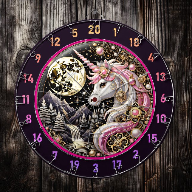 Pink Unicorn Radiates Grace and Strength Dartboard (Creator Uploaded)