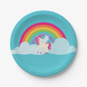 Pink Unicorn Rainbow Paper Plate