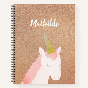 Pink Unicorn Rose Gold Glitter Notebook