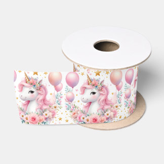 Pink Unicorn  Satin Ribbon