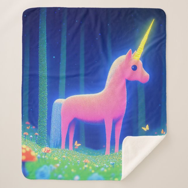 Pink Unicorn Sherpa Blanket (Front)