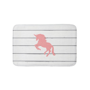 Pink Unicorn Shiplap Rustic Wood Bath Mat