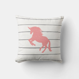 Pink Unicorn Shiplap Throw Pillow
