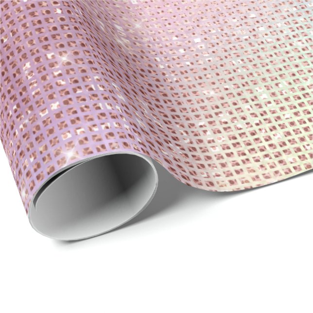 Pink Unicorn Silver Spark Bridal 16th Wedding Wrapping Paper (Roll Corner)
