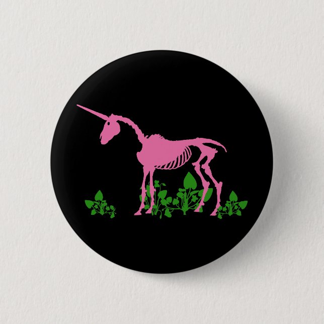 Pink Unicorn Skeleton 2 Inch Round Button (Front)