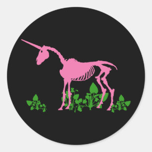 Pink Unicorn Skeleton Classic Round Sticker