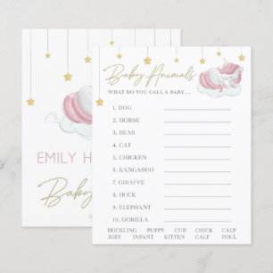 Pink Unicorn Stars Baby Shower Animals Game