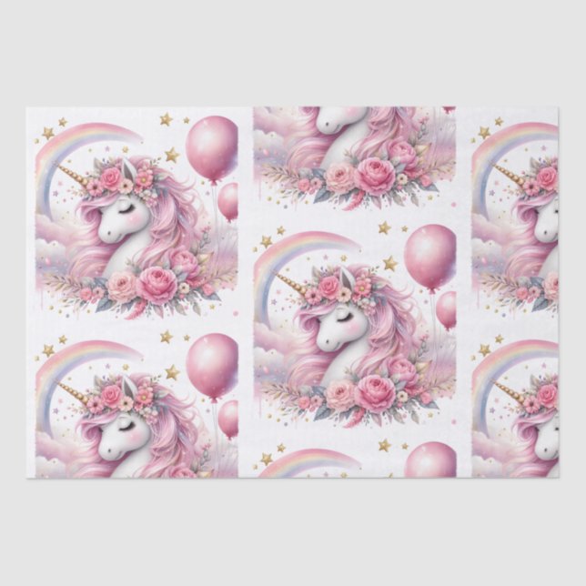 Pink Unicorn  Tissue Paper (Front)