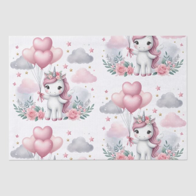 Pink Unicorn  Tissue Paper (Front)