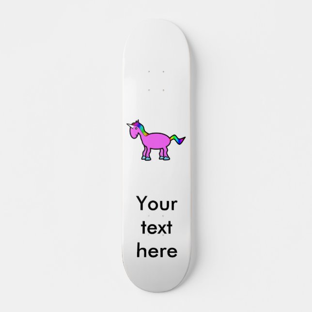 Pink unicorn with rainbow mane skateboard (Front)
