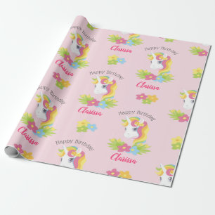 Pink Unicorn Wrapping Paper (Personalized) Girls