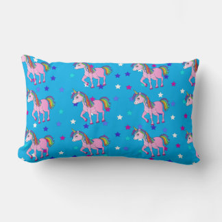 Pink Unicorns & Star Print Lumbar Pillow