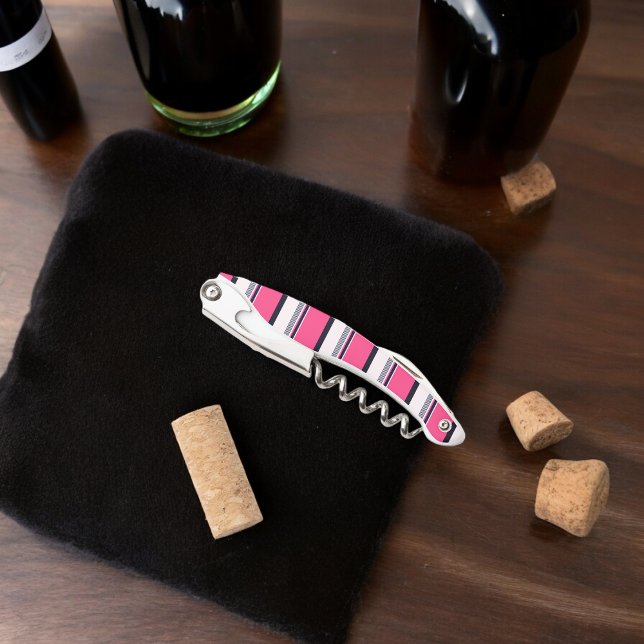 Pink Uniform Stripes Corkscrew (Corkscrew Bottle Opener)