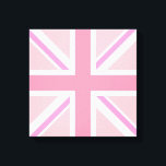 Pink Union Jack/Flag Square Design Canvas Print<br><div class="desc">Union Flag (also known as the Union Jack),  British flag in a square design and pink color-way.</div>