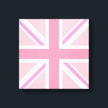 Pink Union Jack/Flag Square Design Canvas Print<br><div class="desc">Union Flag (also known as the Union Jack),  British flag in a square design and pink color-way.</div>