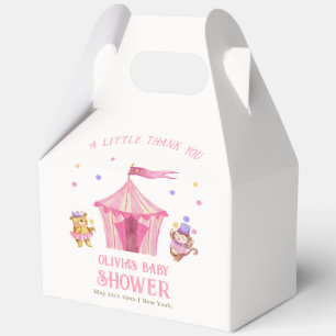 Pink Unique Circus Bear Monkey Baby Shower Favor Box