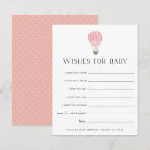Pink Up in the Air Baby Shower Wishes Card