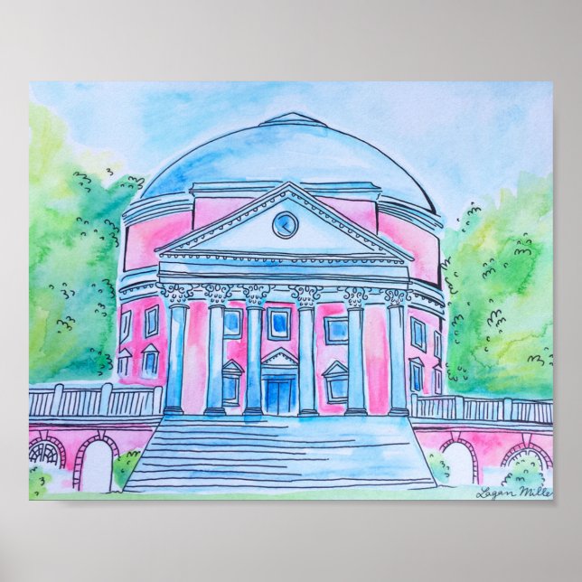 Pink UVA Rotunda Poster (Front)