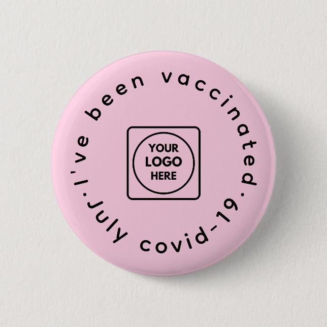 Pink Vaccinated Logo | Modern Covid-19 Awareness  2 Inch Round Button (Front)