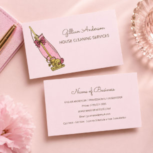 Pink Vacuum House Cleaning Business Card