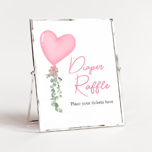 Pink Valentine Balloon Diaper Raffle Poster