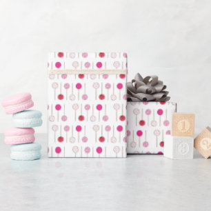 Pink Valentine Birthday Cake Pop Dessert Sweets Wrapping Paper