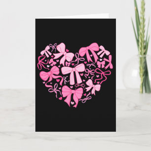 Pink Valentine Coquette Bow Heart Card