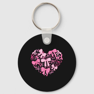 Pink Valentine Coquette Bow Heart Keychain