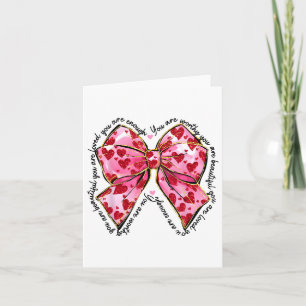 Pink Valentine Coquette Bow Heart You Are Loved Card