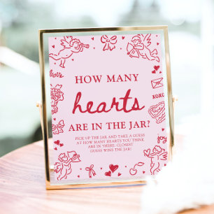 Pink Valentine Guess How Many Hearts Baby Shower  Poster