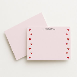 Pink Valentine Heart Border Note Card