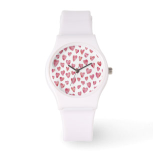Pink Valentine Heart (Watercolor) Watch
