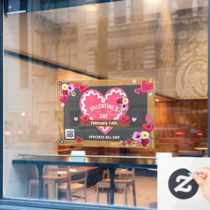 Pink Valentine Heart Window Cling/ 40x28 Customize Cling