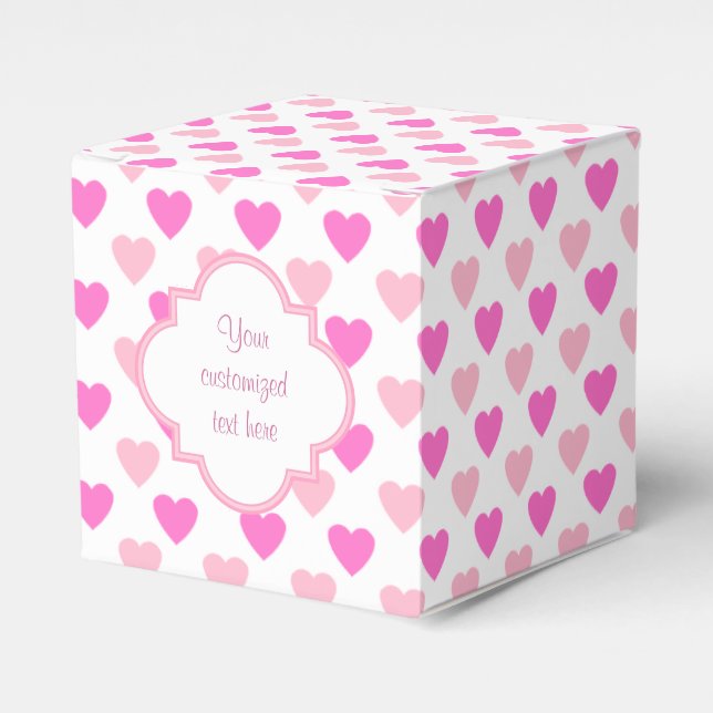 Pink Valentine Hearts Favor Box (Front Side)