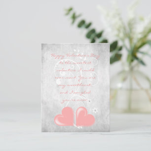 Pink Valentine Hearts Flat Note Card