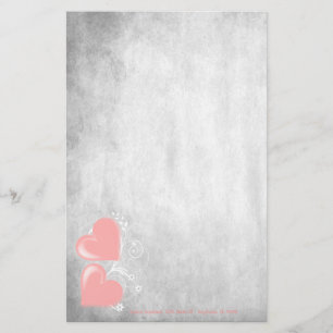 Pink Valentine Hearts Personalized Stationery