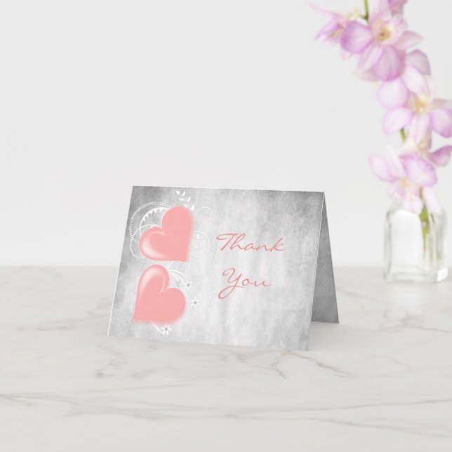 Pink Valentine Hearts Thank You Card (Orchid)