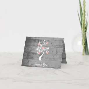 Pink Valentine Hearts Tree Carte de remerciements
