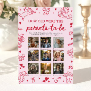 Pink Valentine How Old Were The Parents Game Invitation