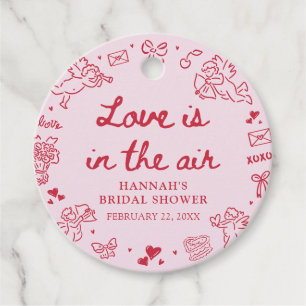Pink Valentine Love is in the Air Bridal Shower Favour Tags