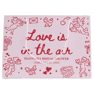 Pink Valentine Love is in the Air Bridal Shower Large Gift Bag