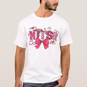 Pink Valentine Nurse, Valentine Coquette Bow Overs T-Shirt